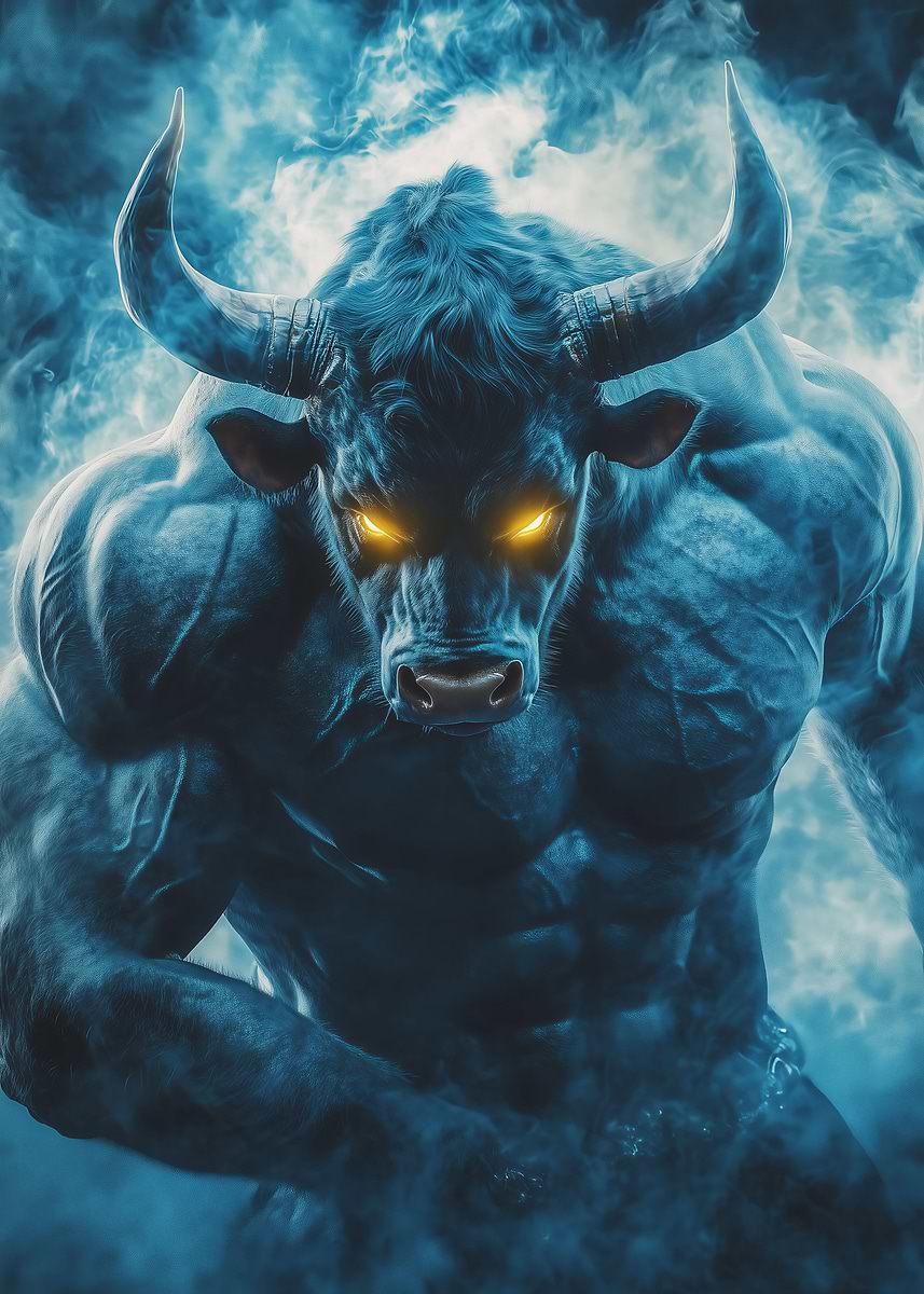 'Fierce And Mystical Bull' Poster, picture, metal print, paint by Frank ...