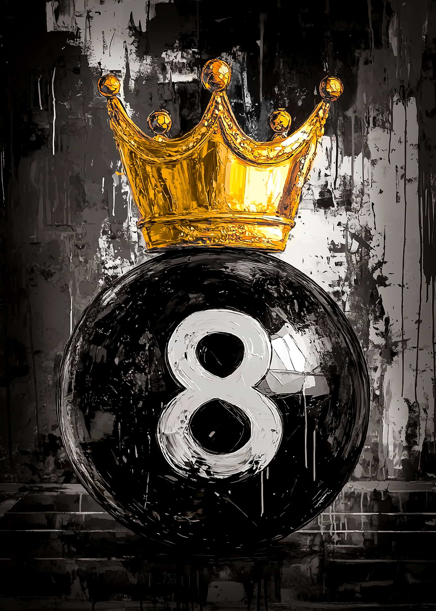 8 Ball King Vector Art' Poster, picture, metal print, paint by the
