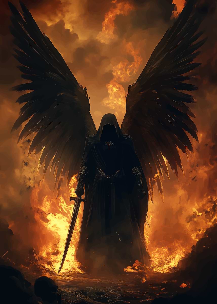 Dark Angel with Sword' Poster, picture, metal print, paint by