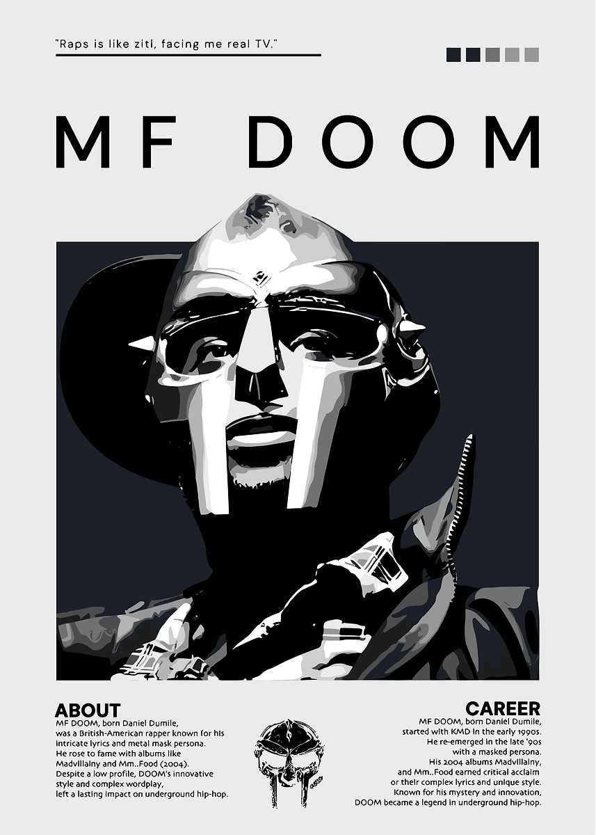 MF DOOM ' Poster, picture, metal print, paint by Snoor