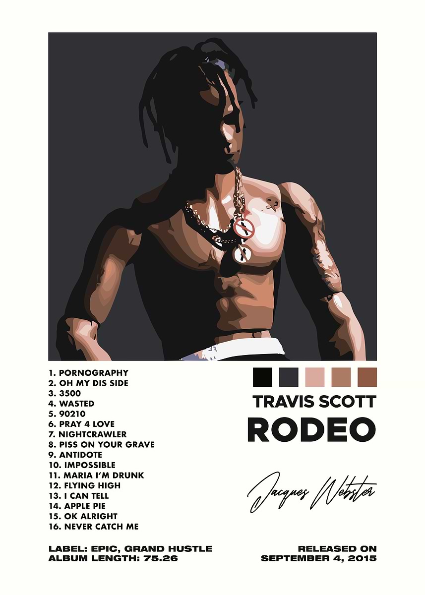 Travis Scott Rodeo Album Cover' Poster, picture, metal print, paint by jhon  eric | Displate, image size:857x1200
