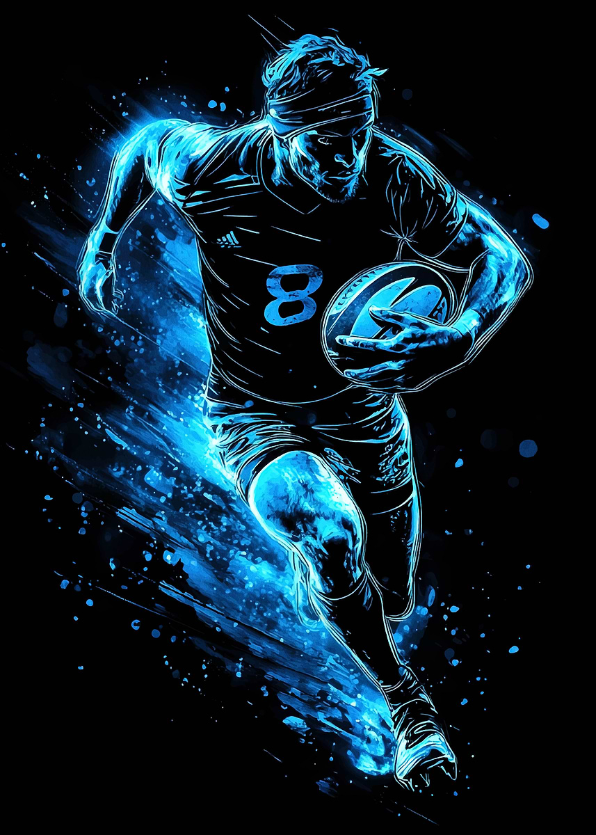 'Rugby Player in Motion' Poster, picture, metal print, paint by ...