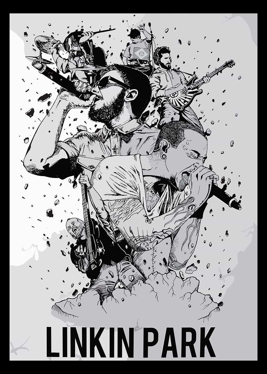 Linkin Park Band Illustration' Poster, picture, metal print, paint