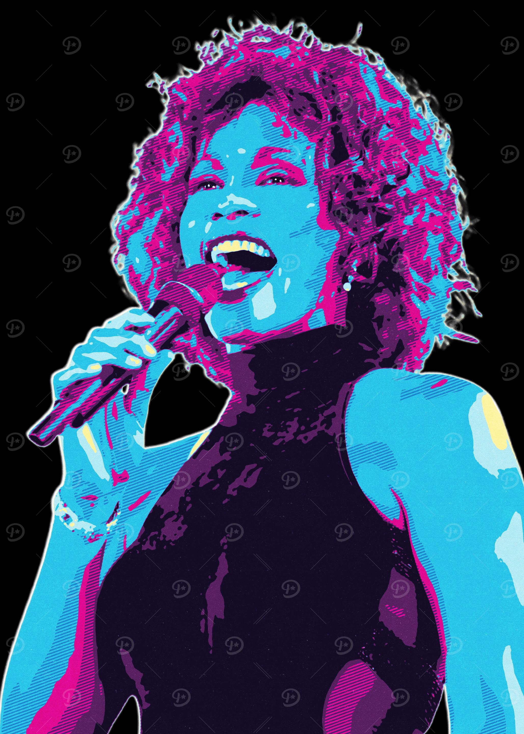 Whitney Houston Retro Style' Poster, picture, metal print, paint