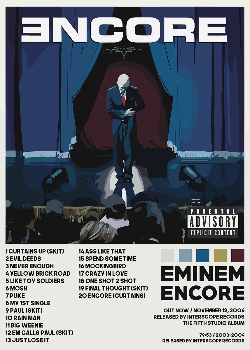 【額縁付き】 EMINEM encore アンコール A2ポスター Eminem Encore Poster Wall Art Home Decor Photo Prints 16x16