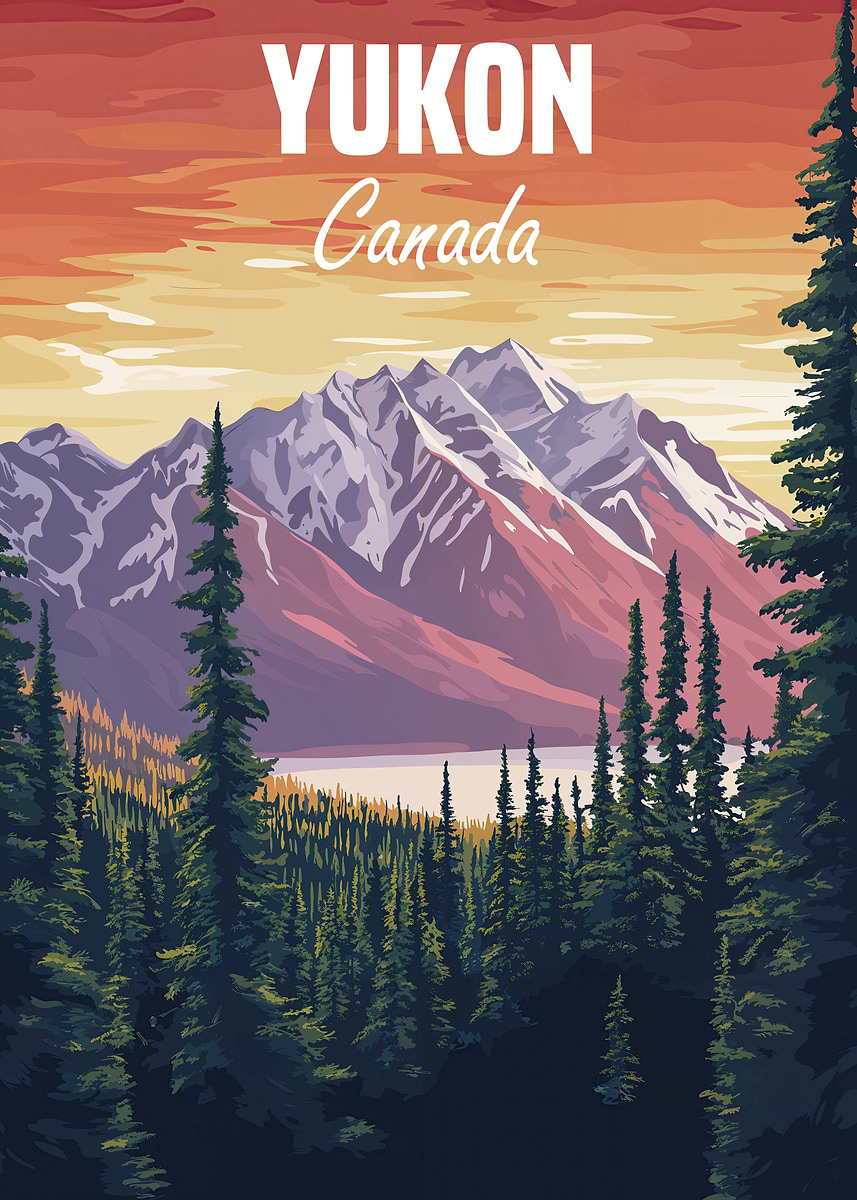 Yukon Canada Mountain Landscape Poster' Poster, picture, metal