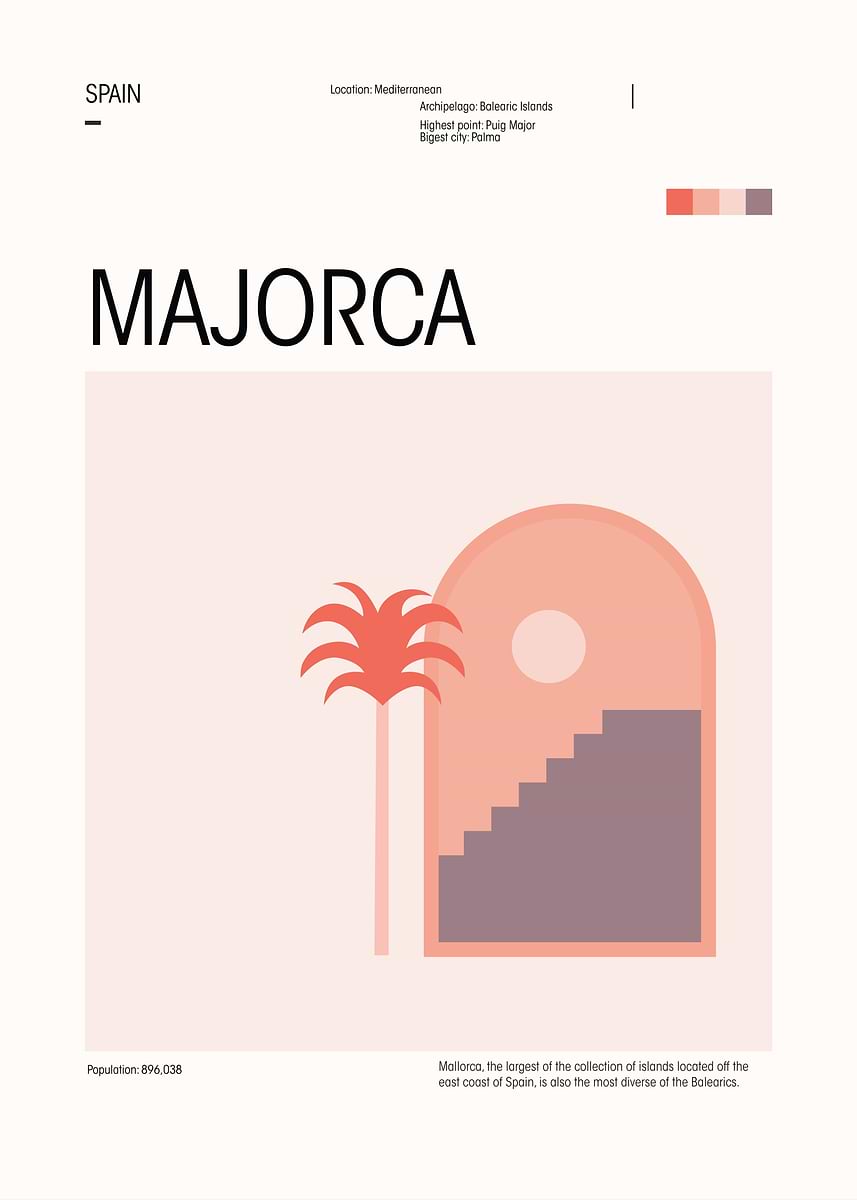 Majorca Iconography 'Majorca Island Illustration' Poster, picture, metal print, paint by ...