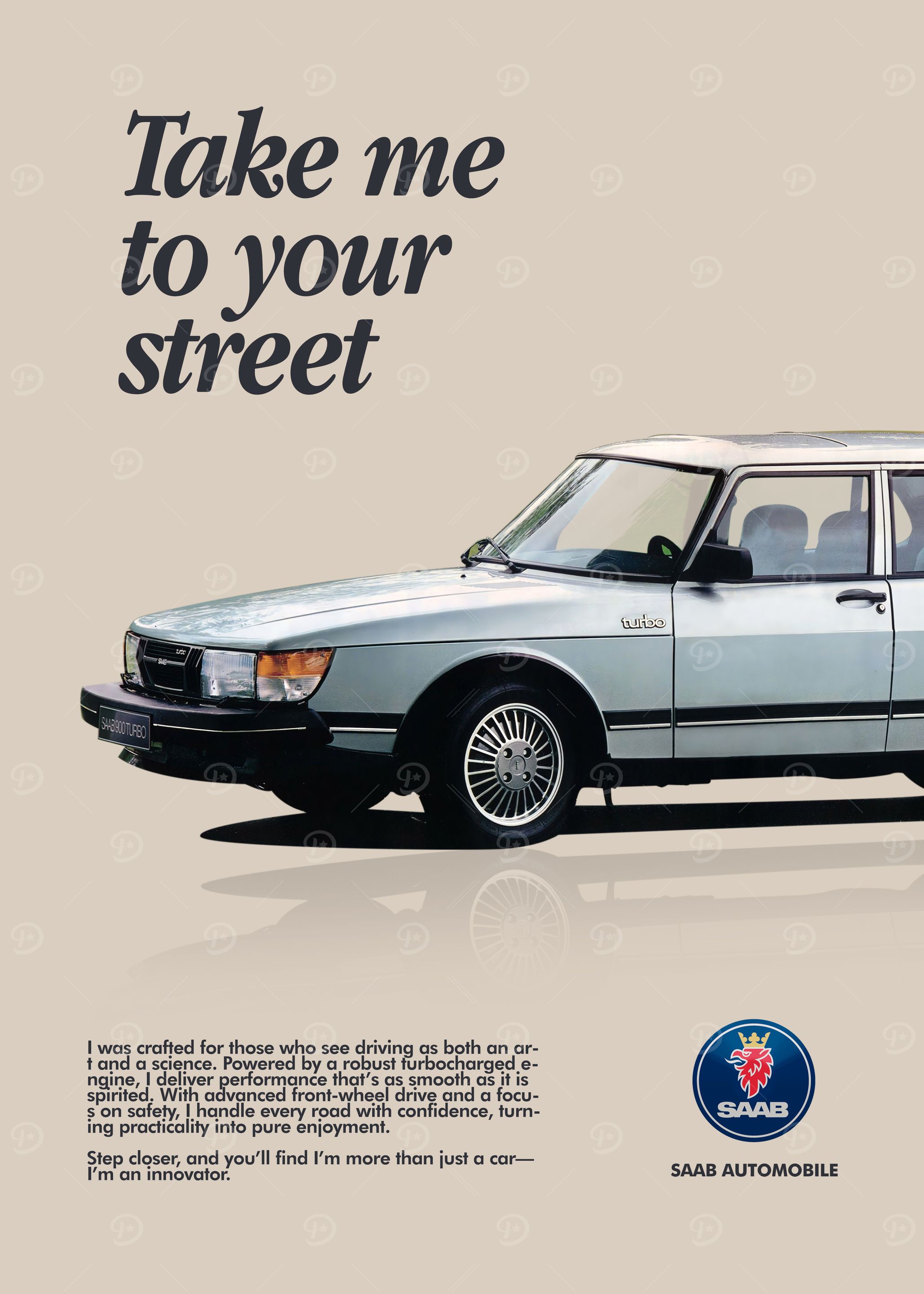 値下げ！ サーブ900　ポスター 1993　saab900 SAAB 900 Series Classic' Poster, picture, metal print, paint by