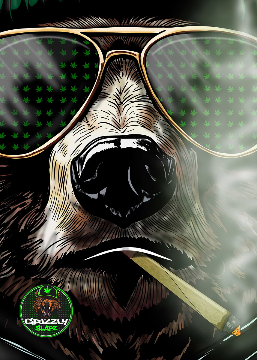 grizzly tobacco poster Grizzly Bear Smoking' Poster, picture, metal print, paint by Grizzly GFX