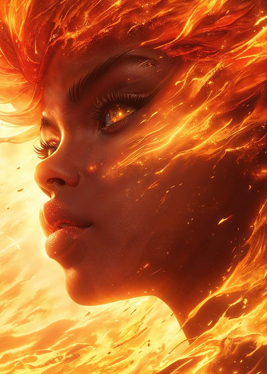 'Fiery Woman Portrait' Poster, picture, metal print, paint by shakes ...