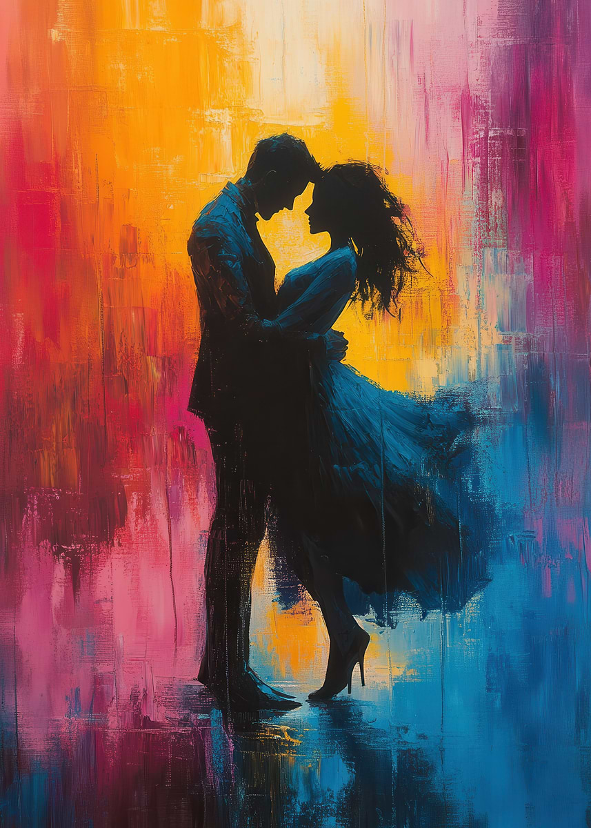 絵画 Love Love Couple Painting' Poster, picture, metal print, paint by