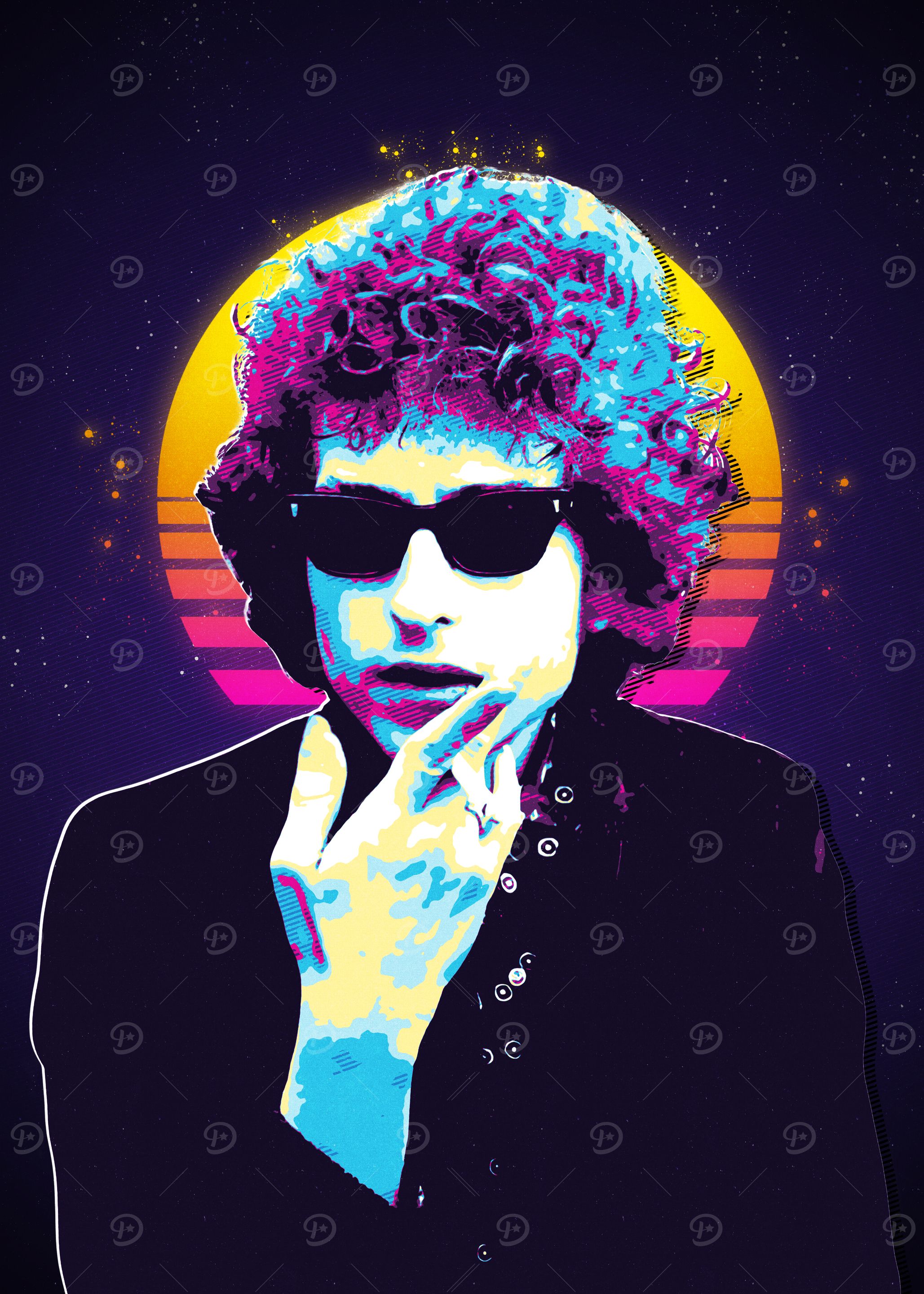 Bob Dylan Retro Art' Poster, picture, metal print, paint by