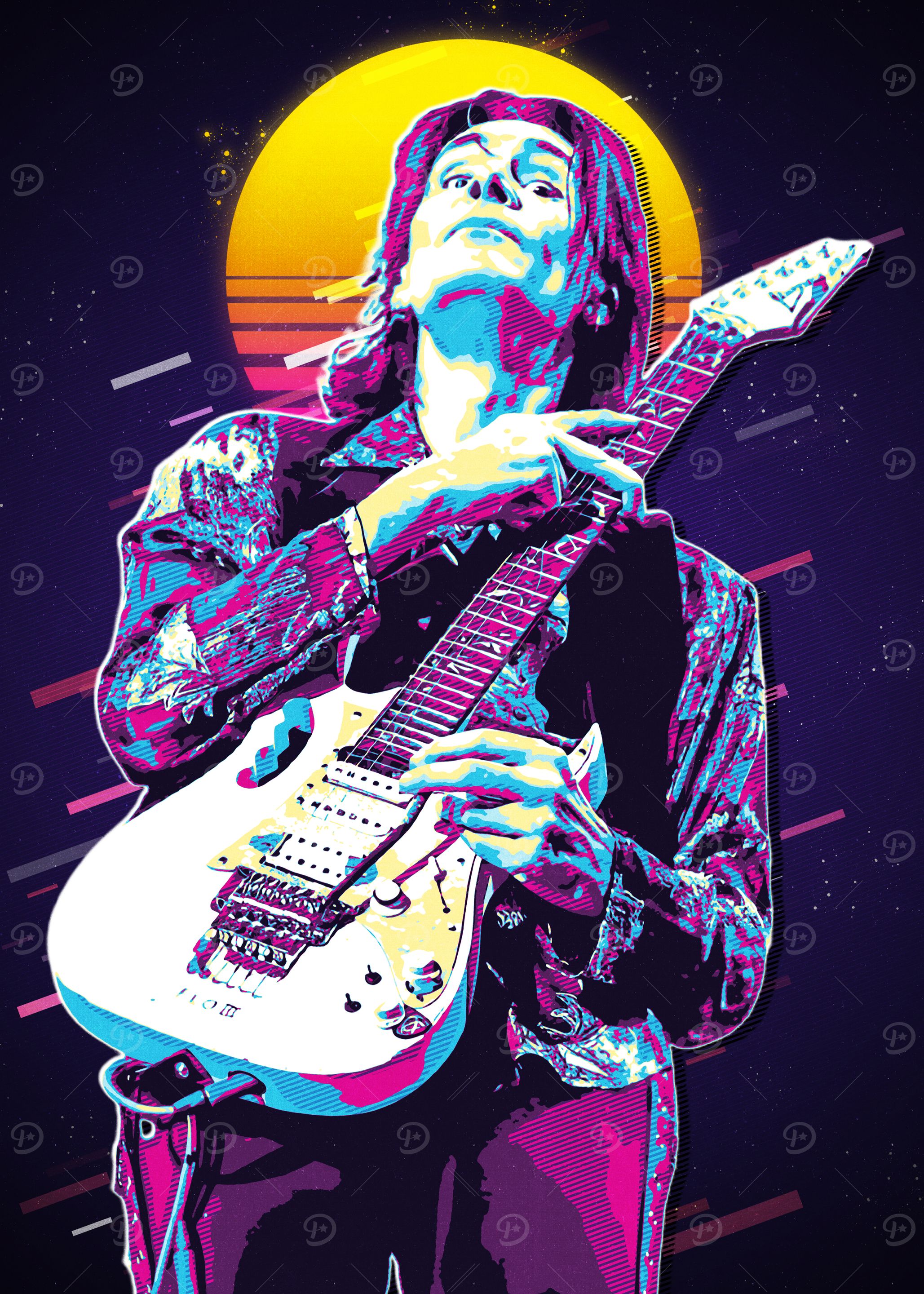Steve Vai 80s Retro Art' Poster, picture, metal print, paint by