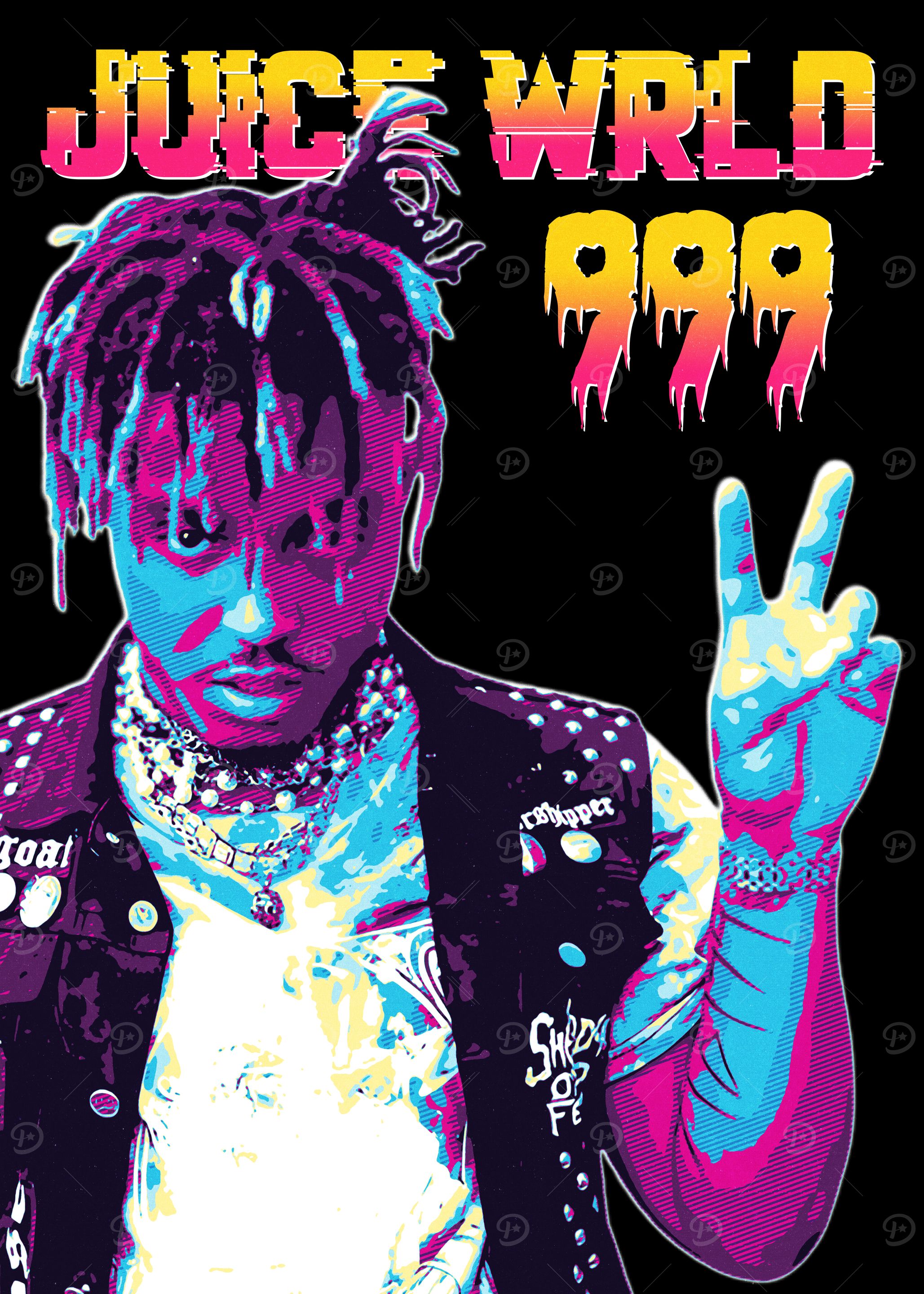 Juice Wrld 999 Poster' Poster, picture, metal print, paint by Papa