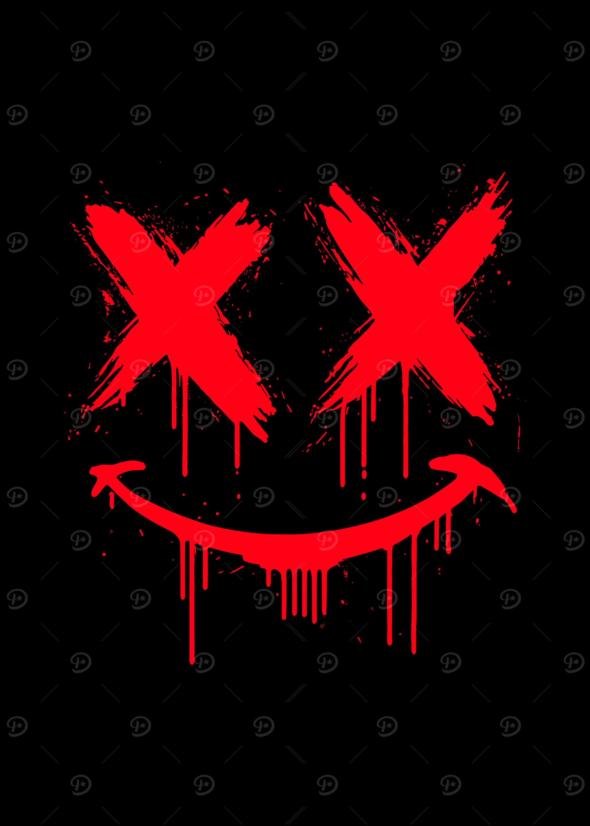 Red X Smile' Poster, picture, metal print, paint by Nizar Brahem