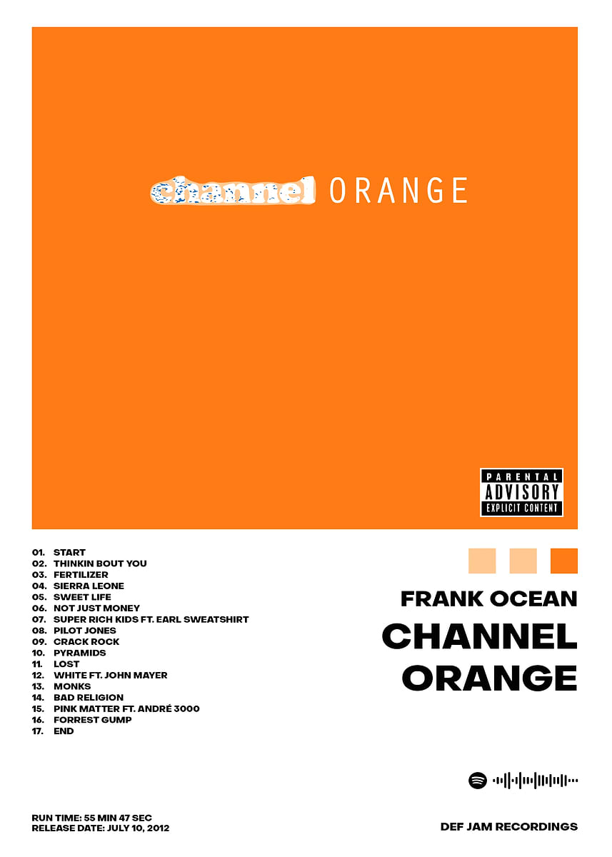 Frank Ocean Channel Orange' Poster, picture, metal print, paint by