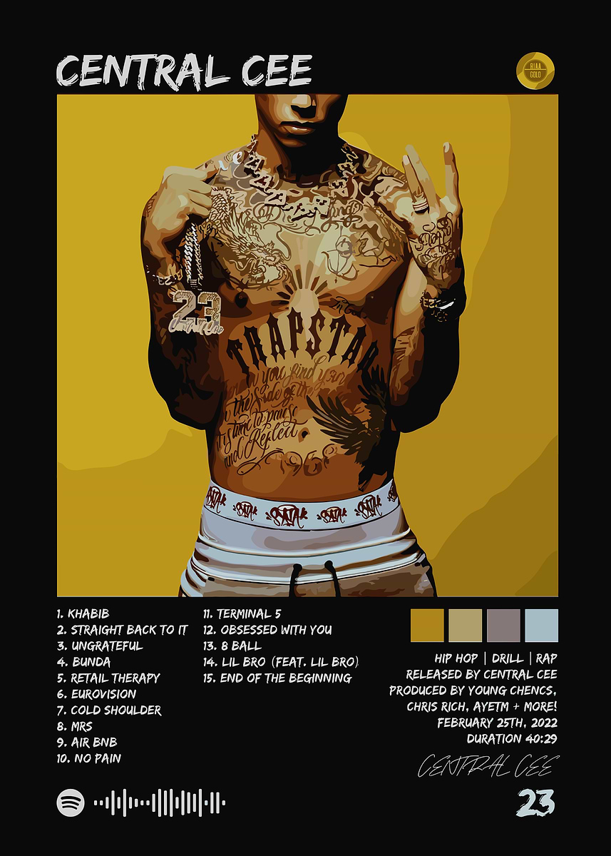 Central Cee 23' Poster, picture, metal print, paint by LOCKET