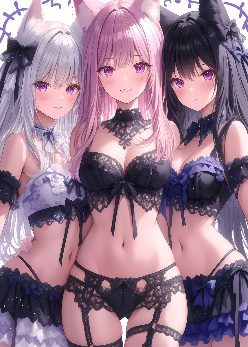 Anime Girls in Lingerie' Poster, picture, metal print, paint by Melvina  Poole | Displate