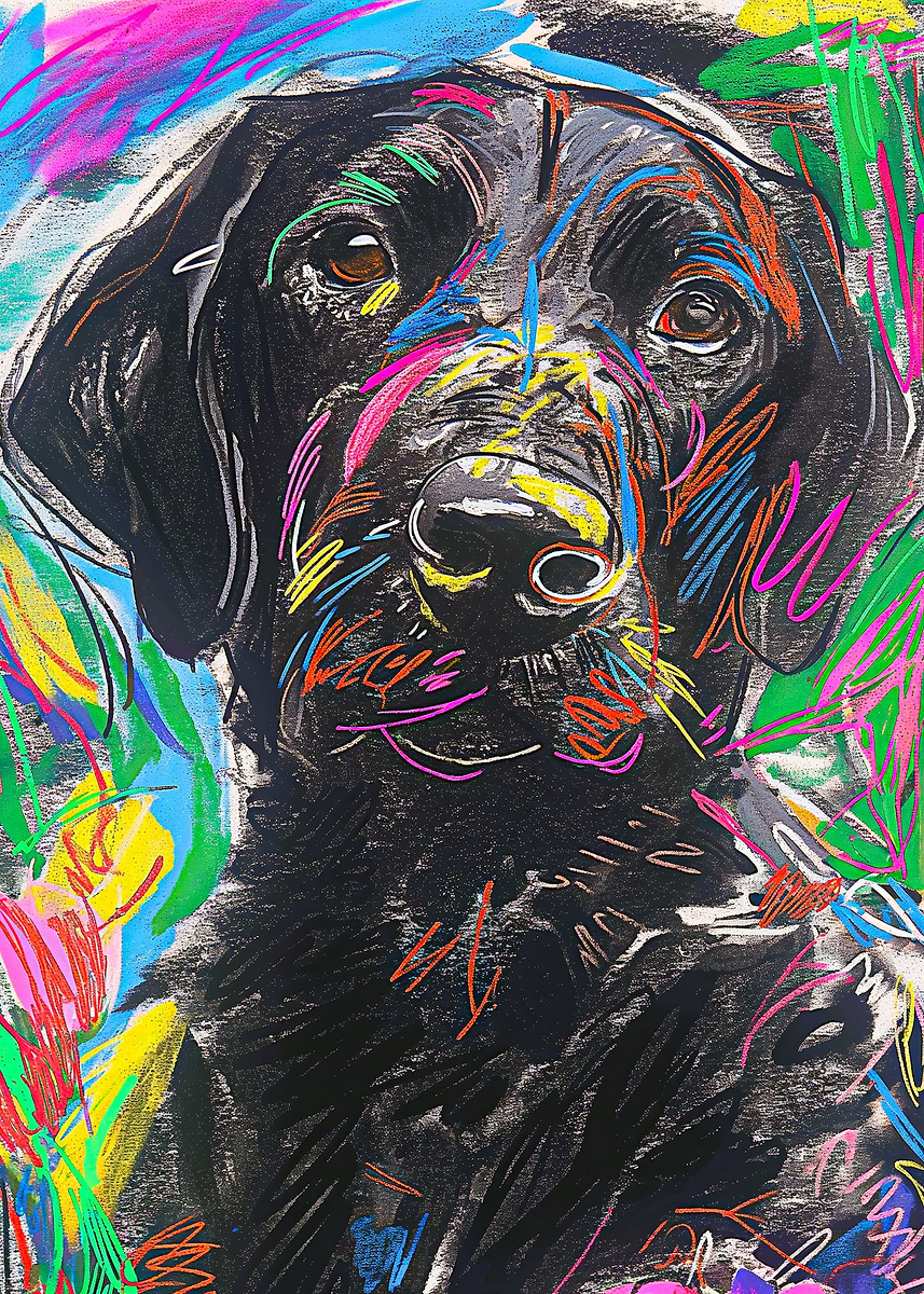 Abstract Dog Portrait' Poster, picture, metal print, paint by