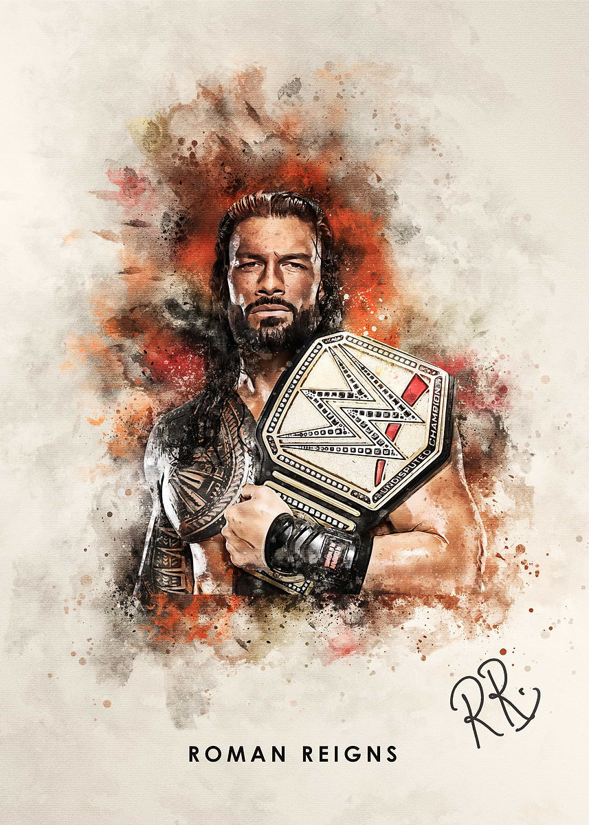 'Roman Reigns WWE Champion' Poster, picture, metal print, paint by BIN ...