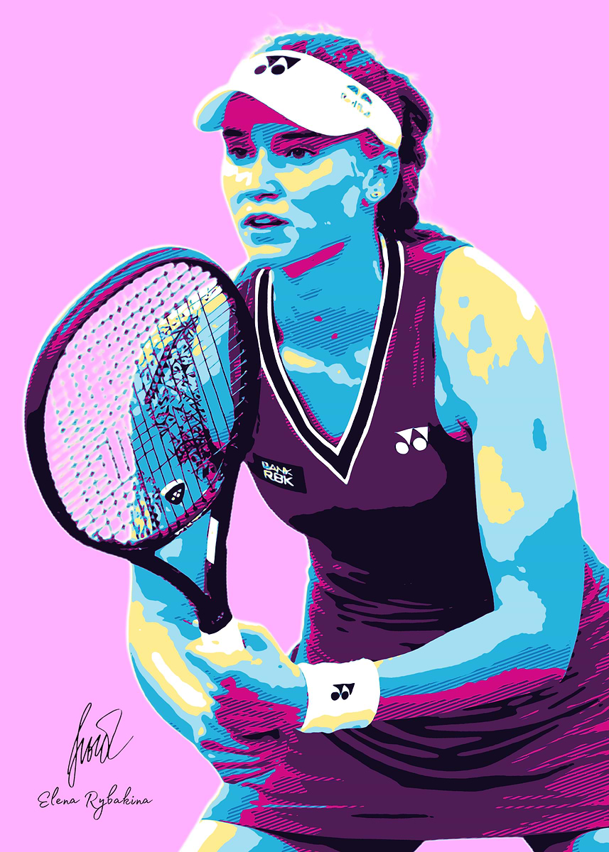 Elena Rybakina Tennis Poster' Poster, picture, metal print, paint