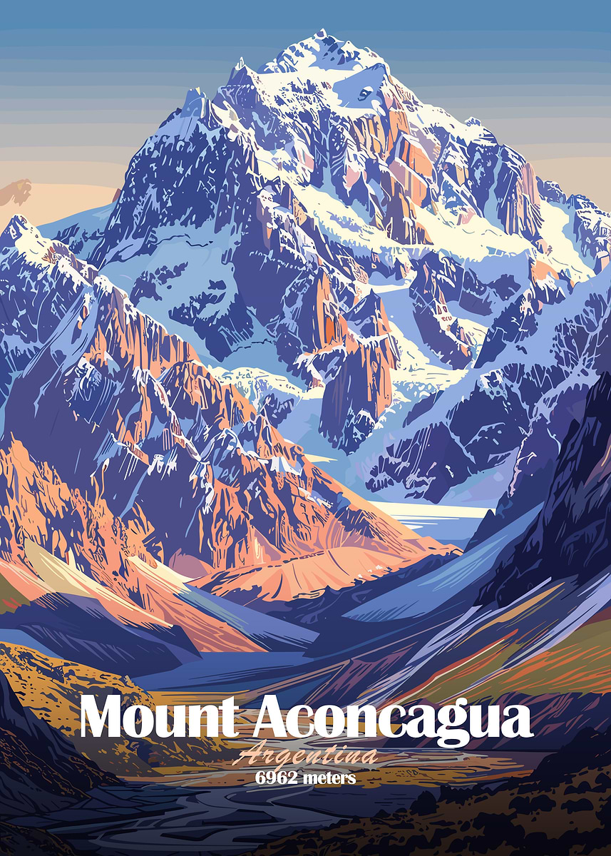 Mount Aconcagua Poster' Poster, picture, metal print, paint by