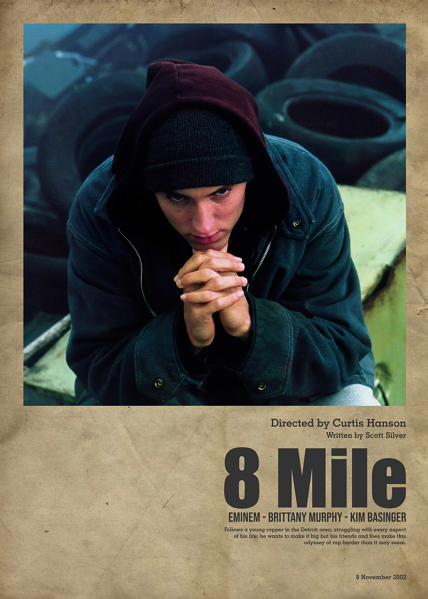 8 Mile Rap Movie Poster' Poster, picture, metal print, paint by