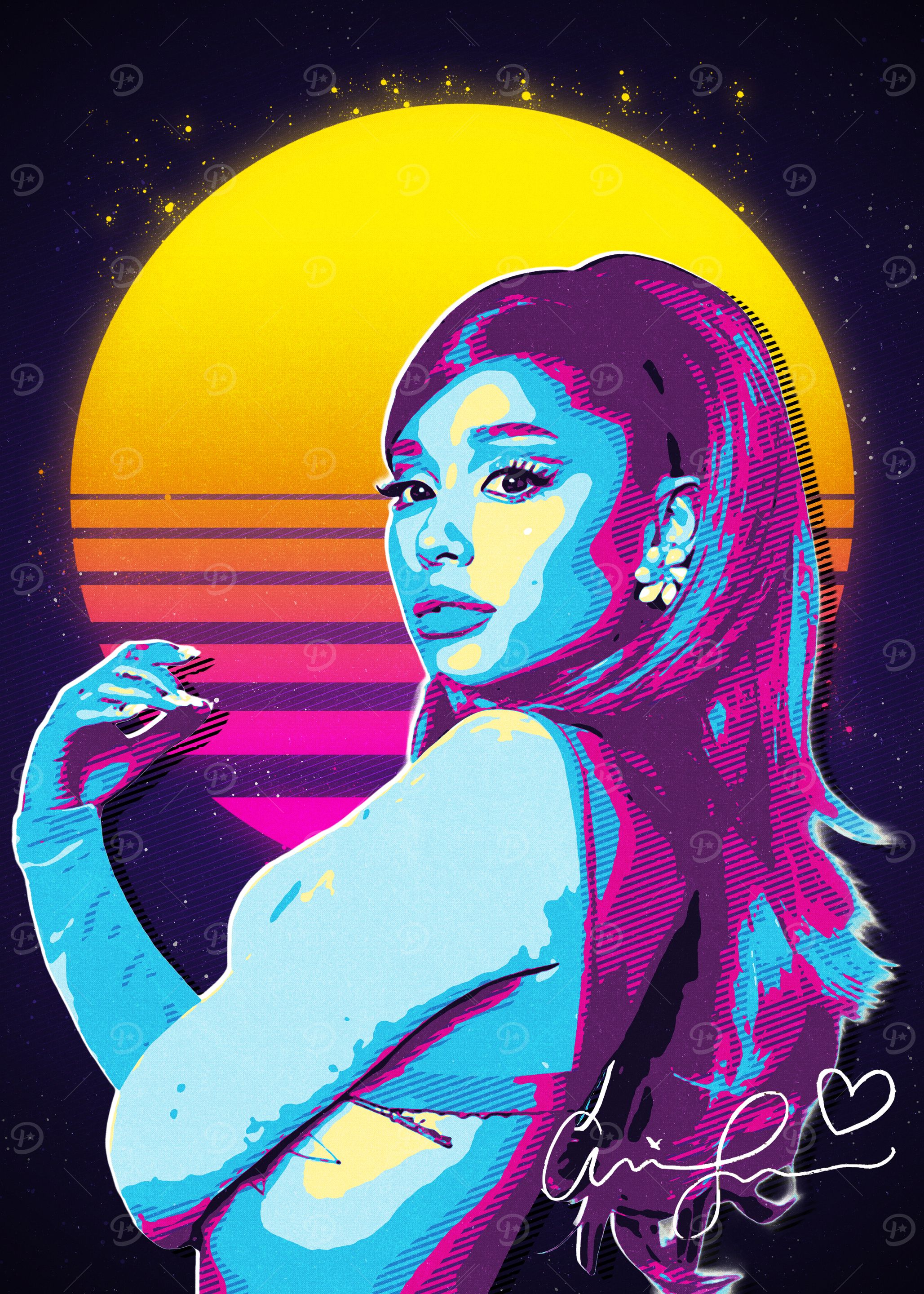 Ariana Grande Retro Art' Poster, picture, metal print, paint by