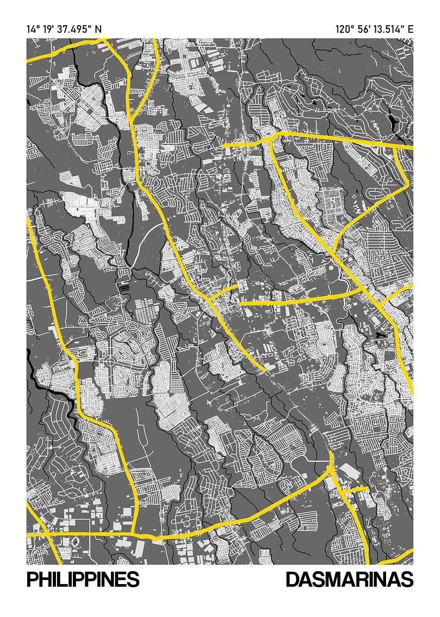 'Dasmarinas City Street Map' Poster, picture, metal print, paint by ...