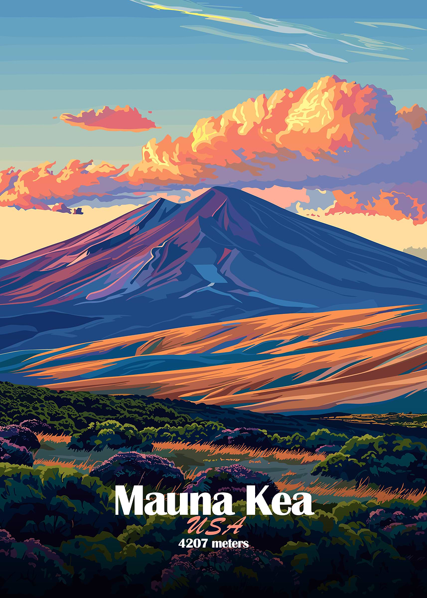 Mauna Kea Mountain Illustration' Poster, picture, metal print