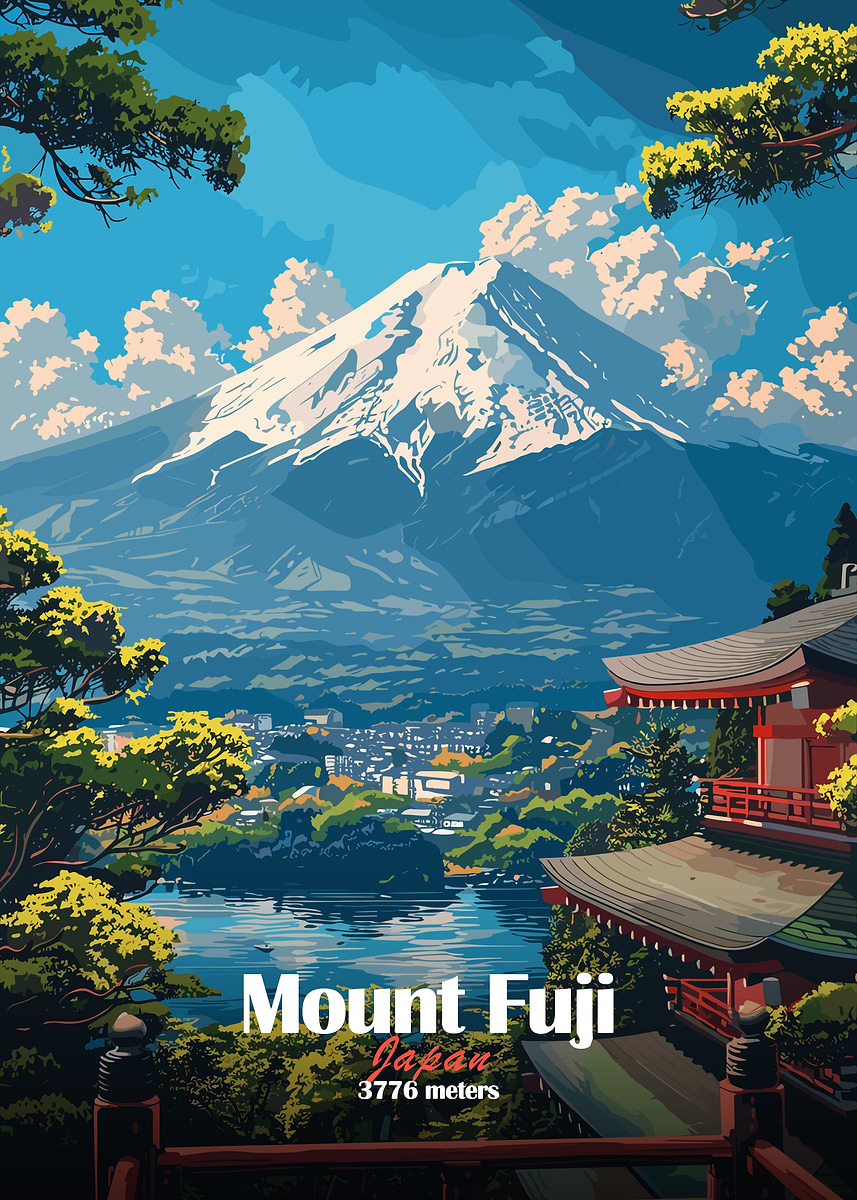 Mount Fuji Landscape' Poster, picture, metal print, paint by Mason