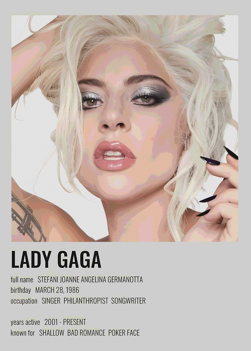 Lady Gaga Poster' Poster, picture, metal print, paint by Papa