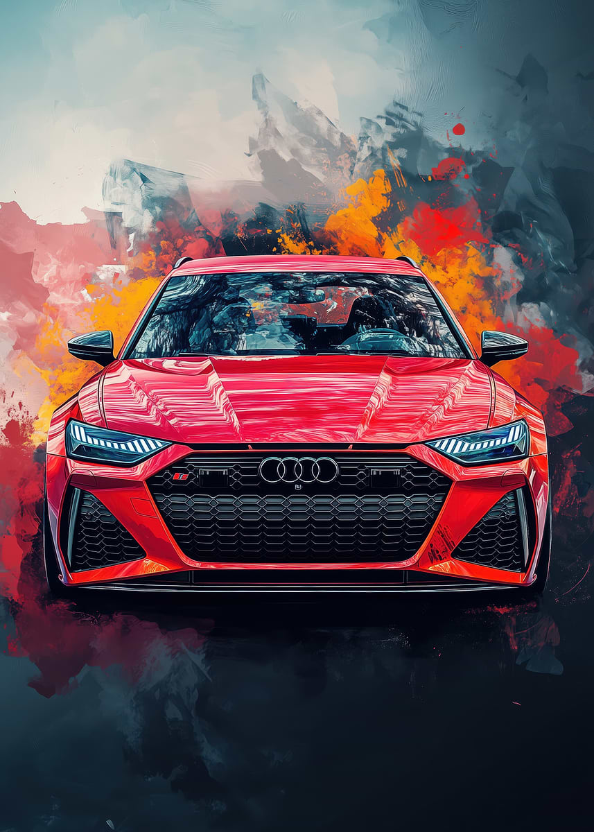 Red Audi RS6 Avant' Poster, picture, metal print, paint by