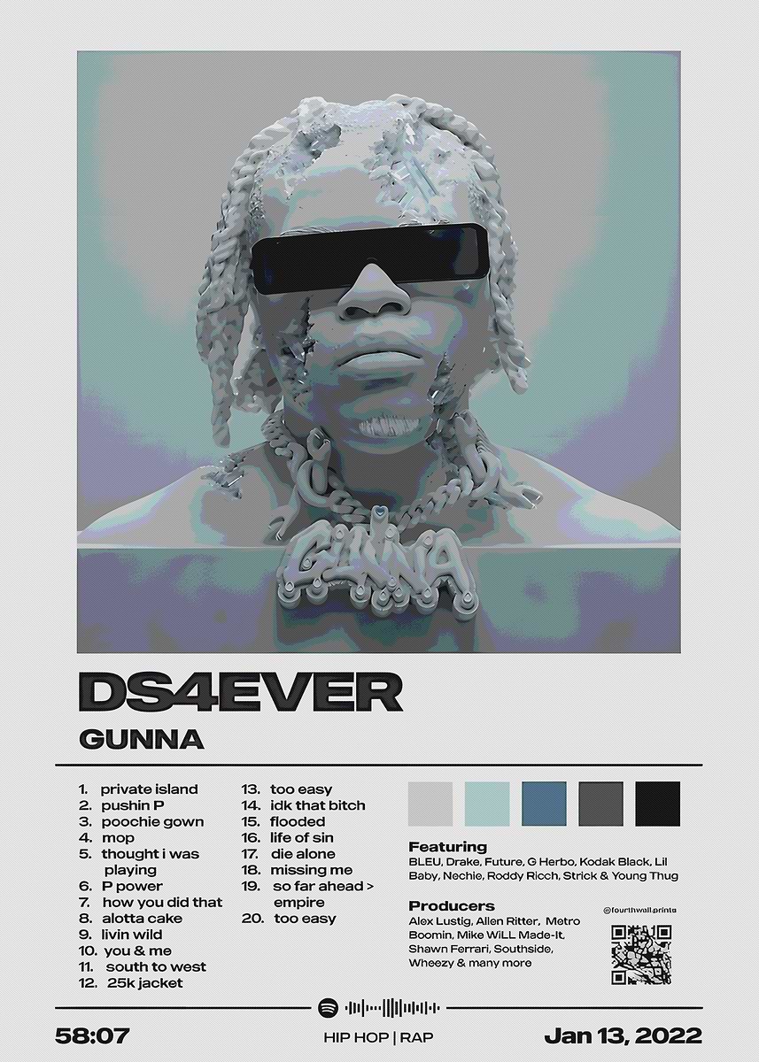 Gunna DS4EVER Album Cover' Poster, picture, metal print, paint by