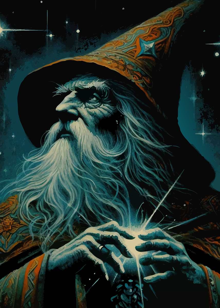 Dark Fantasy Wizard' Poster, picture, metal print, paint by Ray