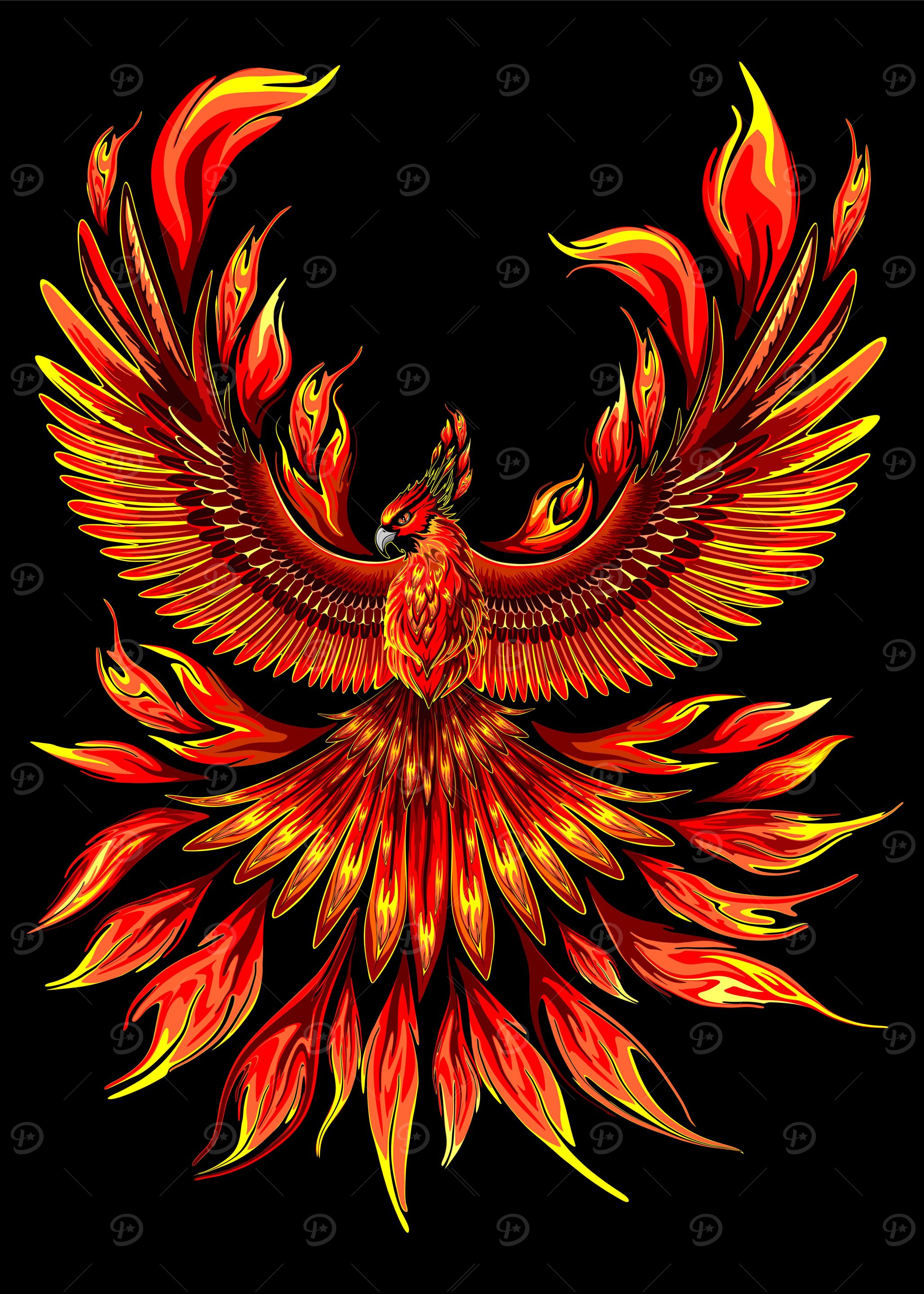 Fiery PhPhoenix Firebird mithological Creatureoenix Illustration