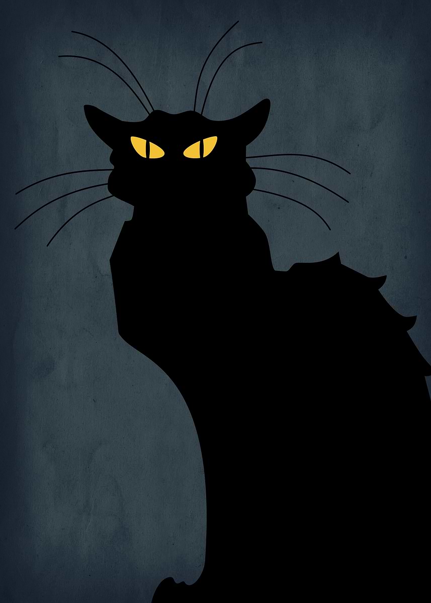 Displate ディスプレイット黒化け猫　メタルポースター Evil Black Cat Silhouette' Poster, picture, metal print