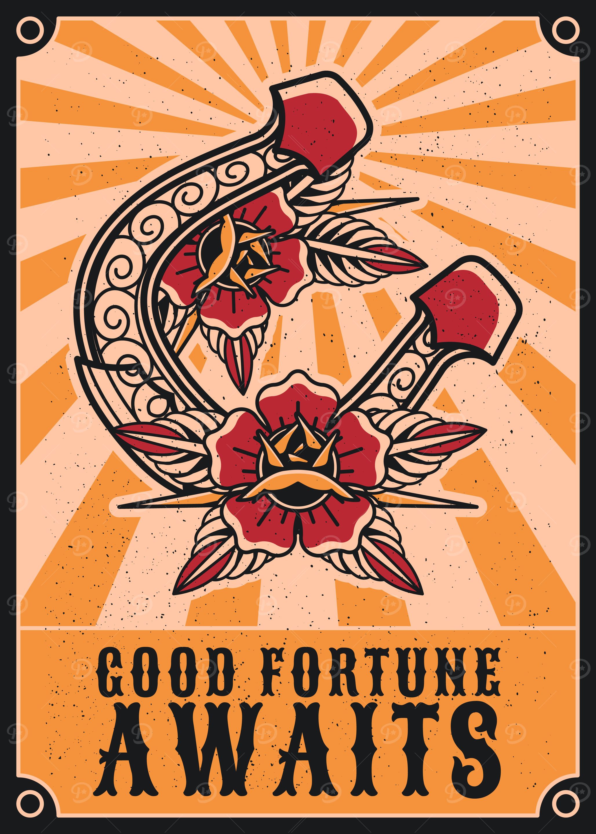 'Horseshoe Good Fortune' Poster, picture, metal print, paint by taofik ...