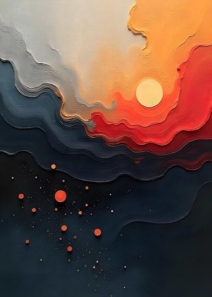 'Abstract Sunset Landscape' Poster, picture, metal print, paint by ...