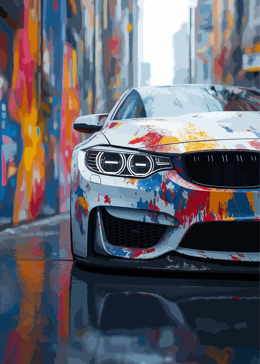 BMW M4 Graffiti Art' Poster, picture, metal print, paint by