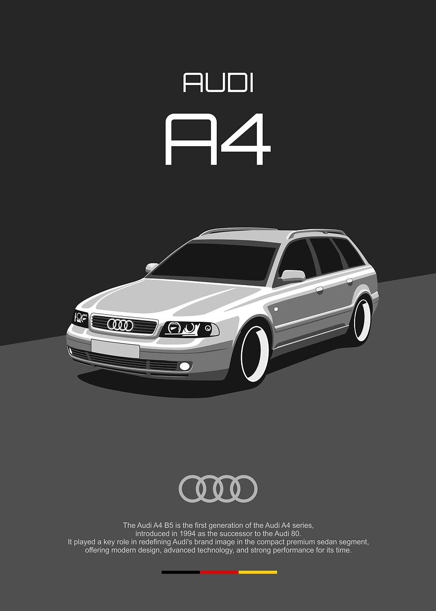 Audi A4 B5' Poster, picture, metal print, paint by Kaminarirace