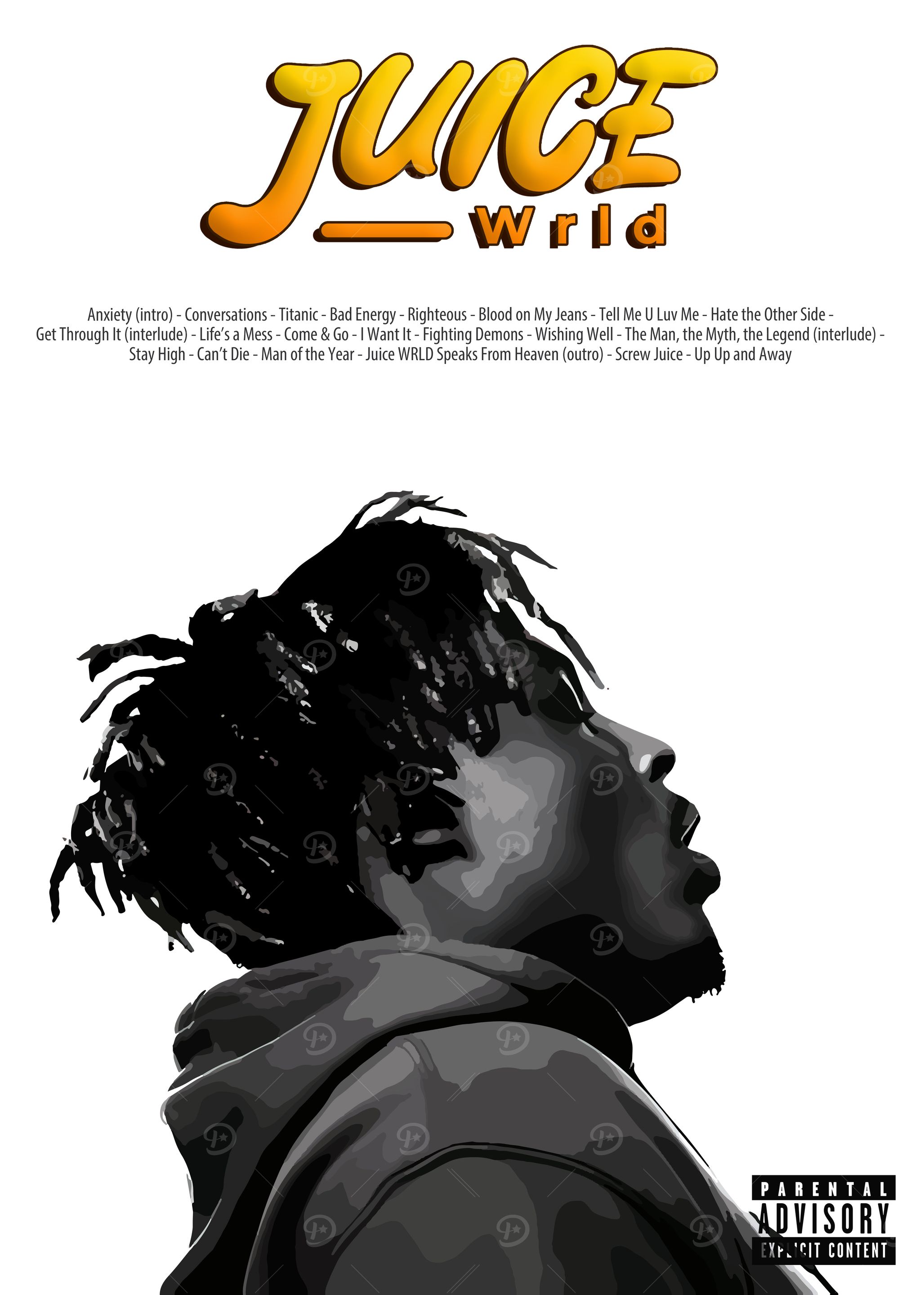 Juice WRLD Album Cover' Poster, picture, metal print, paint by