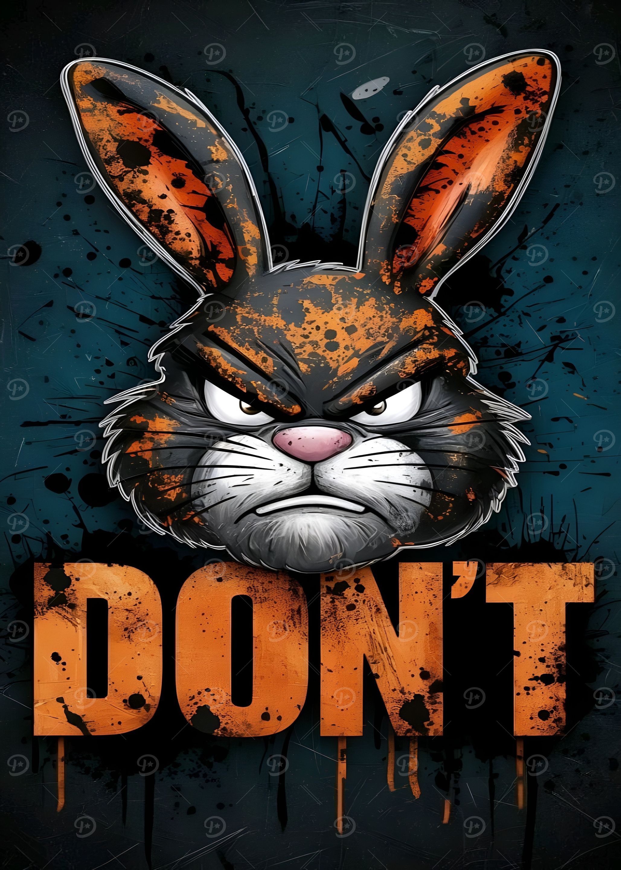 B Rabbit Angry 'Angry Rabbit 'Don't' Art' Poster, picture, metal print, paint by Evans ...