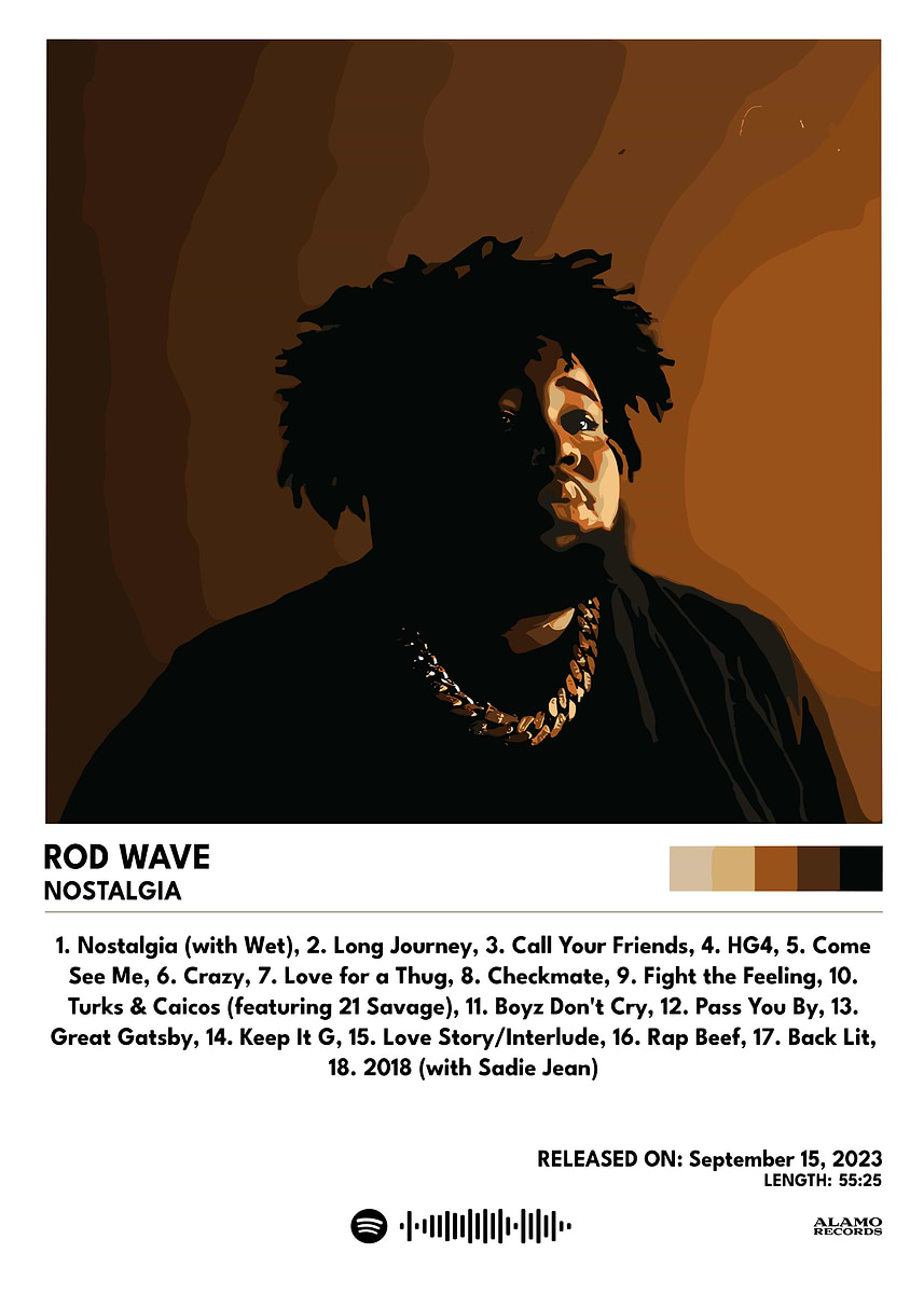Rod Wave Nostalgia' Poster, picture, metal print, paint by