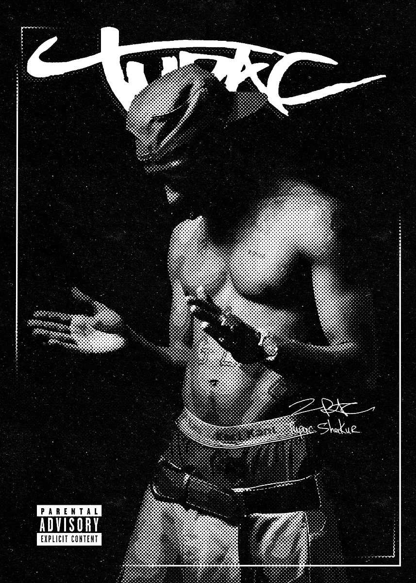 2Pac Black & White Portrait' Poster, picture, metal print, paint