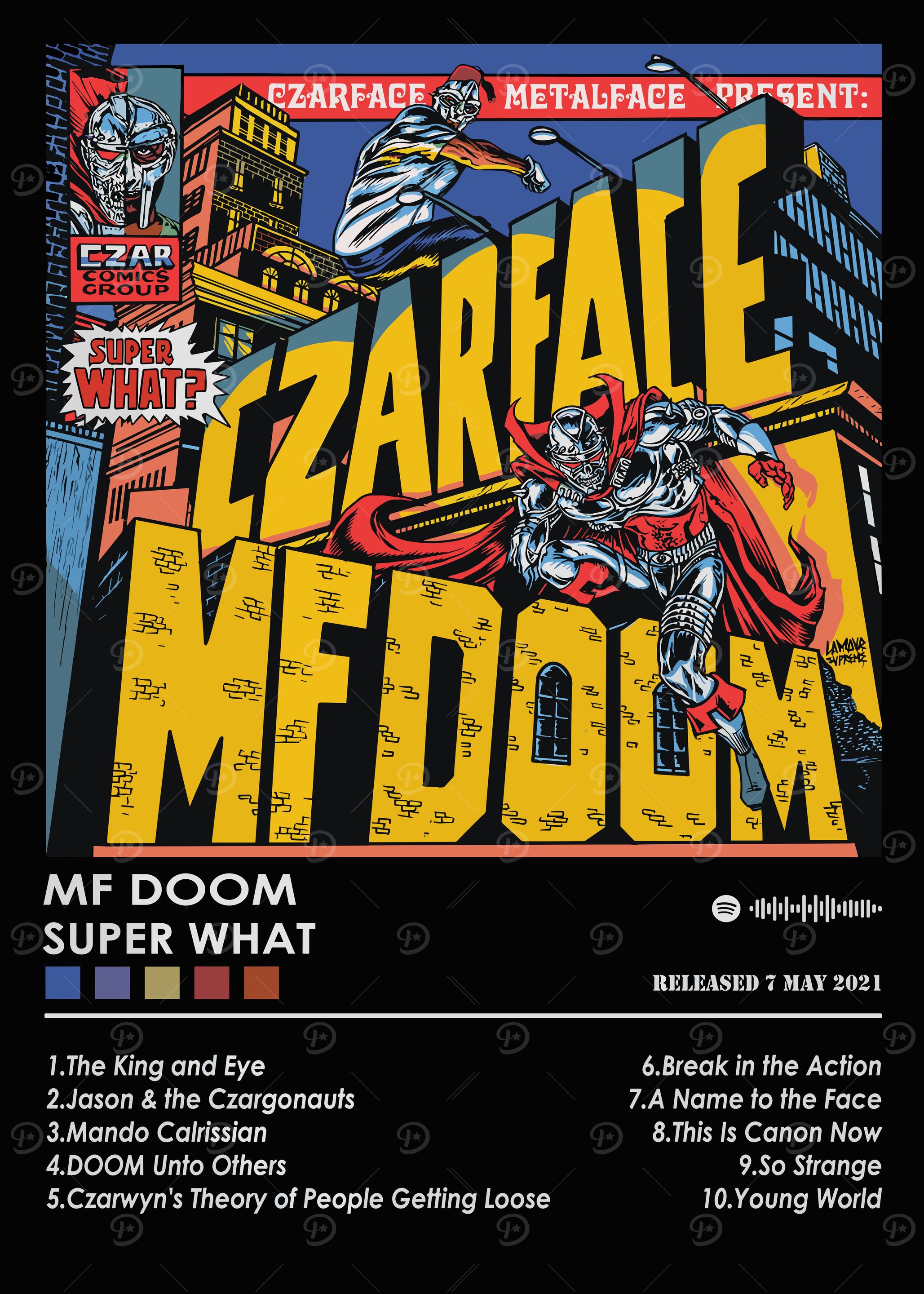 MF DOOM Super What' Poster, picture, metal print, paint by