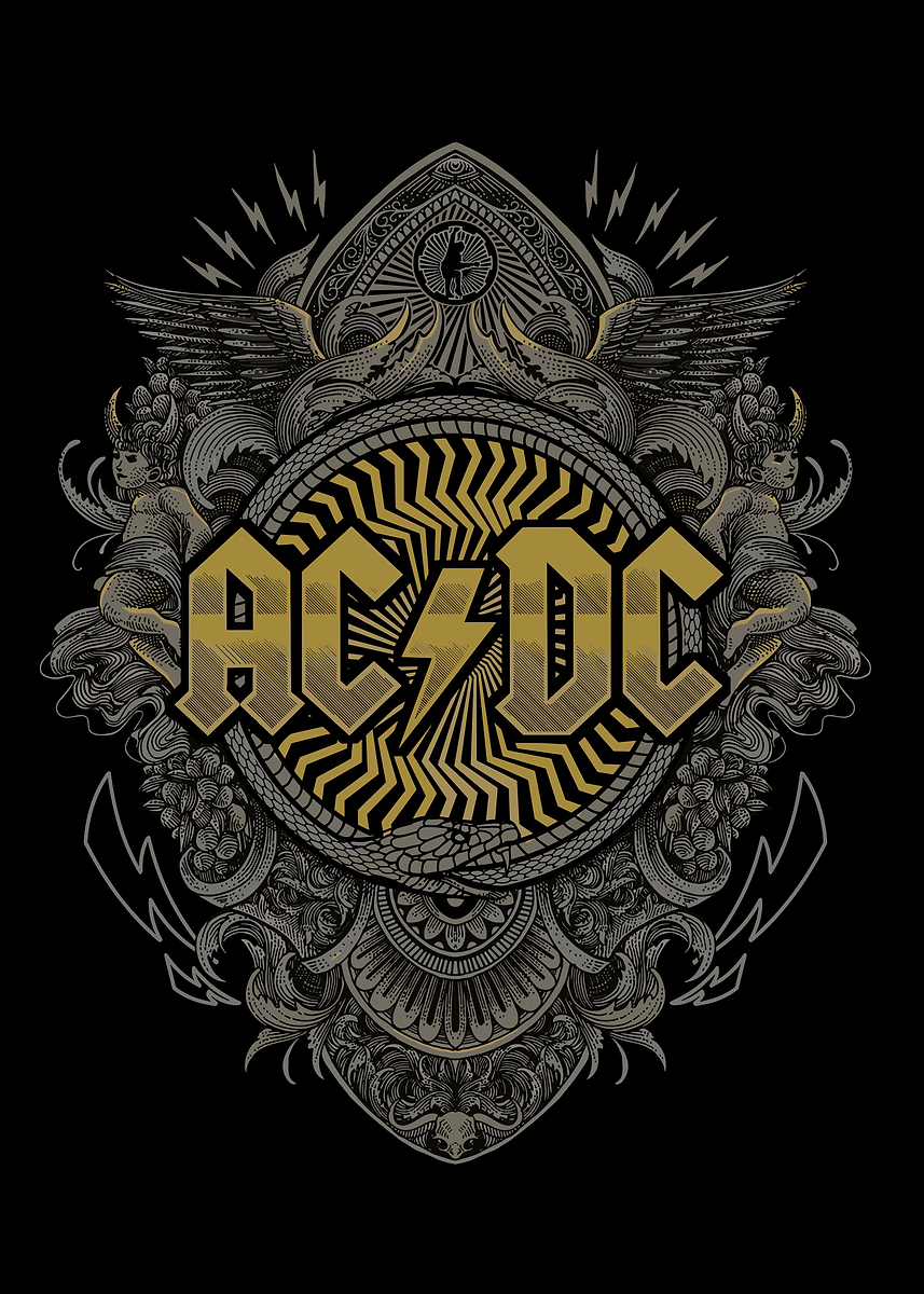 'AC/DC Logo with Ornate Design' Poster, picture, metal print, paint by ...