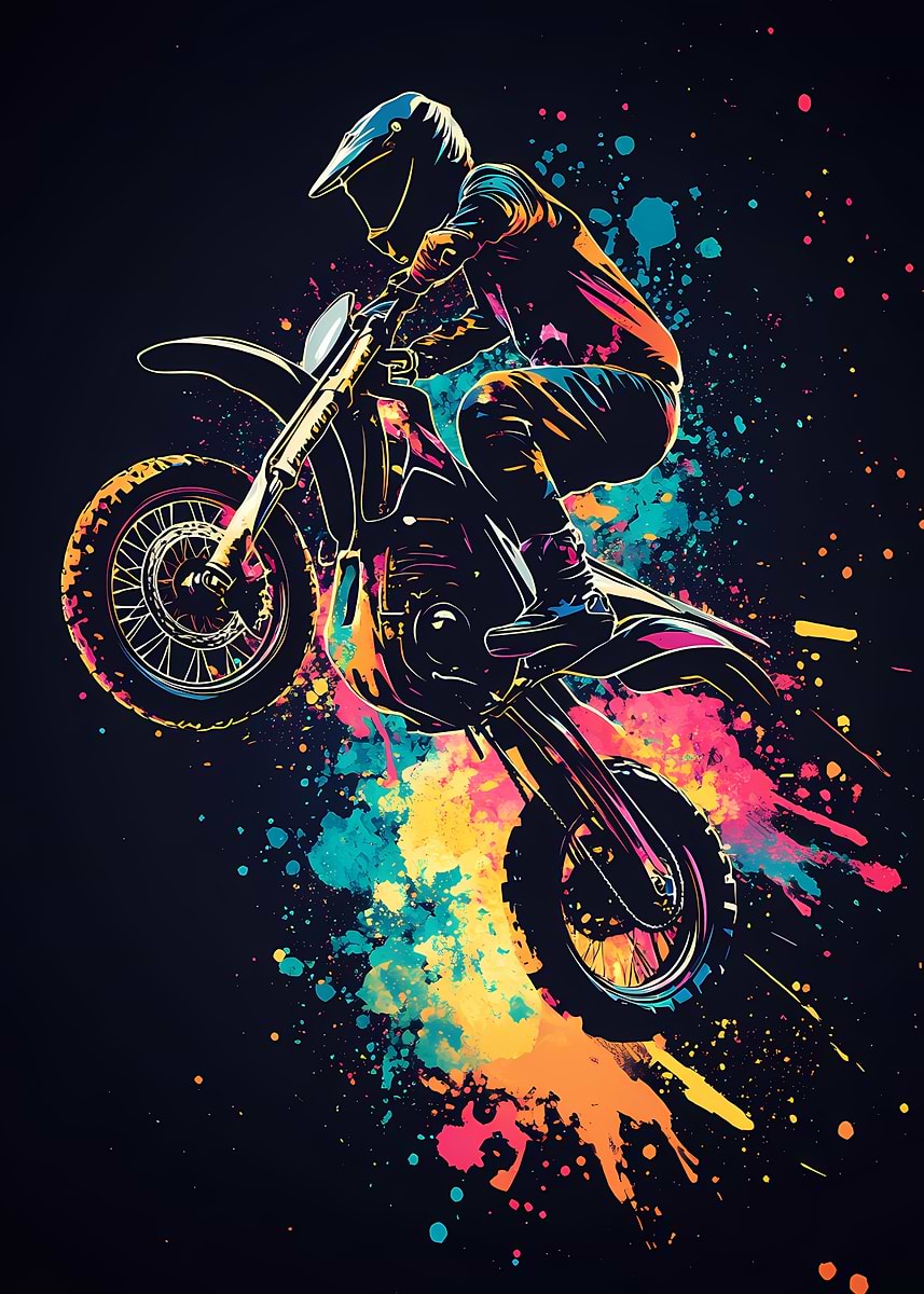 Mx Rider Poster 'Motocross Rider in Action' Poster, picture, metal print, paint by ...