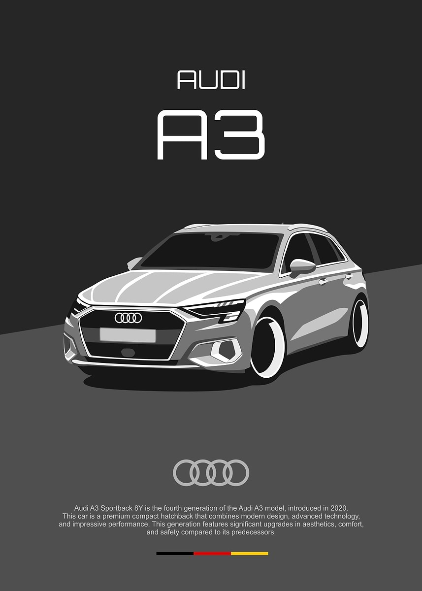 Audi A3 Sportback 8Y' Poster, picture, metal print, paint by