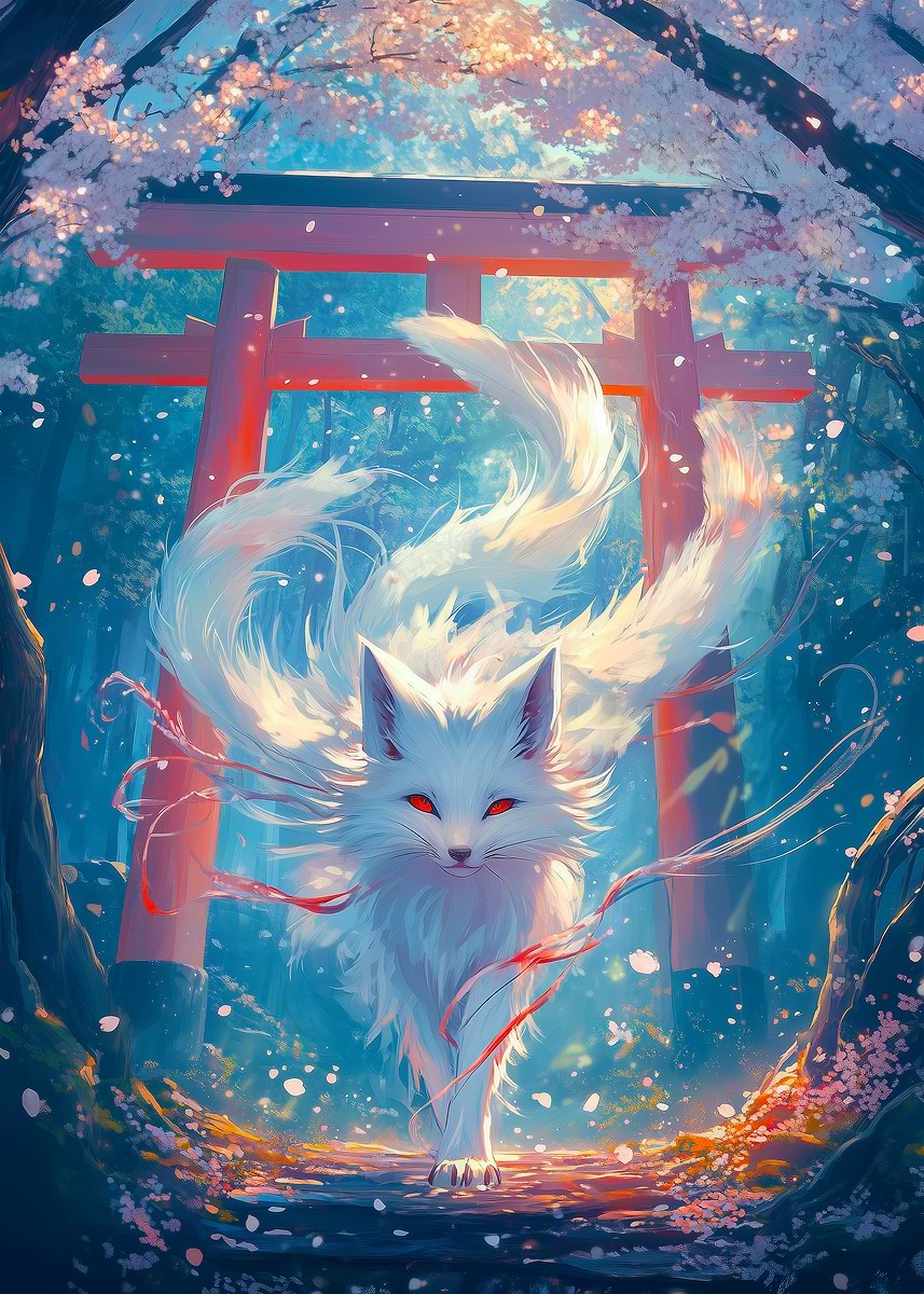 White Kitsune Fox Spirit, image size:857x1200